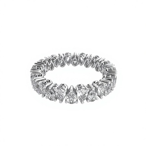 Anillo de Boda de Eternidad Completa con Diamantes Cultivados en Laboratorio de Corte Ovalado en Oro Blanco de 14K, Engaste Clásico de Puntas Compartidas, 2.80 CTW, para Mujer - Product Image 3
