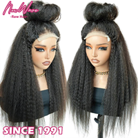 Perruque Lace Front en cheveux humains naturels vierges vietnamiens bruts, raides naturels, avec raie au milieu, Newwave