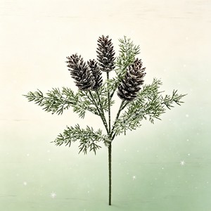 Rama de Pino Artificial con Conos y Efecto de Nieve para Decoraciones Navideñas y Arreglos Festivos - Product Image 1