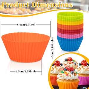 <b>Silicone</b> <b>Baking</b> Cups Non-Stick Muffin Liners Reusable Standard <b>Silicone</b> Round <b>Baking</b> Cups Food Grade BPA Free Dishwasher Safe - Product Image 3