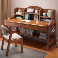Ensemble Chaise et Bureau d'Étude Moderne pour Enfants, Hauteur Réglable, Étagère en Bois Massif, Mobilier Scolaire et Domestique pour École Primaire