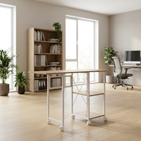 SG16 #   Bureau pliant universel moderne avec cadre en fer et panneau en bois massif, hauteur réglable, pour la maison, le bureau ou le salon