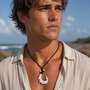 Pendentif crochet de pêche en os de yak sculpté à la main, style tribal maori néo-zélandais, pour le surf, collier ethnique sculpté pour homme/femme, cadeau - Product Image 6