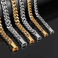 Bijoux pour Homme 8mm 10mm 14mm Solid Chunky Hip Hop Flat Mens Cuban Curb Link Chains Miami Stainless Steel Neck Cuban Chains