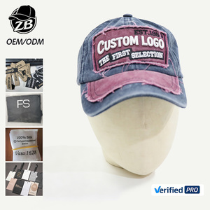 Gorra de Béisbol de Mezclilla Desgastada con Logotipo Bordado Personalizado, Gorra Retro con Parche Deshilachado, Gorra de Viaje Vintage para Hombre y Mujer - Product Image 1