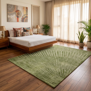 Modern Classic Geometric Green Plush Polyester Area <b>Rug</b> Rectangle Low Handmade Eco Friendly Stain Resistant Living Room <b>Prayer</b> - Product Image 3