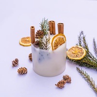 Lilin Pilar Bunga Kering Kayu Manis Lemon dari Lilin Kedelai Buatan Tangan 210g, Lilin Beraroma Alami untuk Dekorasi Rumah dengan Waktu Bakar 20-40 Jam.