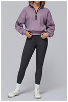 Vêtements de sport amples pour femmes, personnalisables, coupe-vent, polyester et coton, uni, manches longues, chaud, polyvalent, décontracté, pour l'extérieur