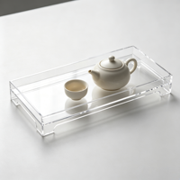 Présentoir en acrylique transparent pour service à thé, plateau de rangement de bureau, étagère de présentation, organisateur de vitrine