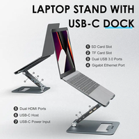 Station d'accueil USB Type C USB3.0 avec port HD-MI, support ergonomique pour ordinateur portable, station d'accueil avec alimentation 100W
