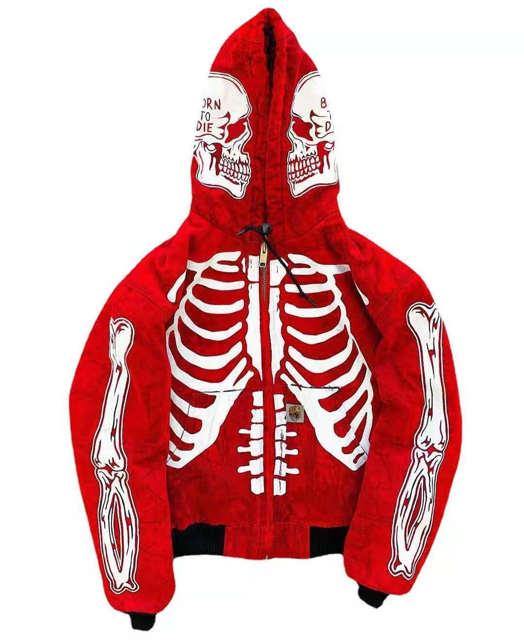 Sweat à Capuche Homme Imprimé Squelette – Pour Halloween, Déguisement Ou Style Quotidien