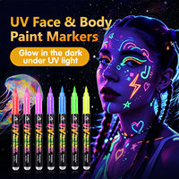 Nouveauté : Ensemble de 24 stylos de peinture corporelle et faciale UV lumineux, acryliques, pour fêtes et graffitis créatifs