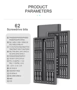 63 In 1 스크루 드라이버 세트 정밀 마그네틱 스크류 드라이버 비트 육각 비트 핸들 휴대 전화 수리 스크루 드라이버 키트 도구