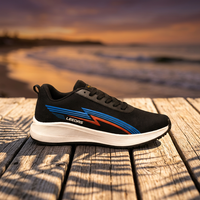 Chaussures de course en maille noire à lacets, baskets de sport respirantes, légères et antidérapantes, chaussures de marche en maille noire à lacets