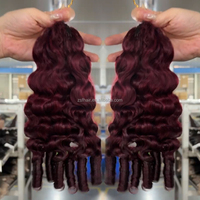 Extensions de cheveux bouclés au crochet 99J bordeaux, 100 % cheveux humains bruts birmans, pré-bouclées, pour tresses au crochet, pour femmes noires