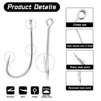 Hameçons Porte-Appâts à Longue Hampe et Pointe Bec, Boîte d'Hameçons Jig Déportés avec 2 Barbillons Porte-Appâts