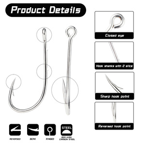 Ami da Pesca Baitholder a Gambo Lungo Beak con Scatola, Ami Offset Porta Esca Jig con 2 Ardiglioni Ferma Esca - Product Image 3