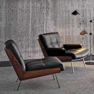 <span class=keywords><strong>Fauteuil</strong></span> d'Appoint Simple Atunus en Cuir et <span class=keywords><strong>Lin</strong></span>, Chaise de Salon à Pieds Métalliques, Structure en Bois Massif, <span class=keywords><strong>Fauteuil</strong></span> de Détente Sedie Soggiorno - Product Image 1