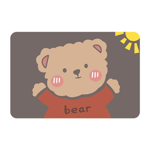 Tapis de salle de bain en polyester absorbant en forme d'ours de dessin animé, rectangulaire, pour évier, vasque et porte-brosse à dents - Product Image 3