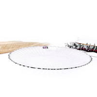 Assiette de présentation en verre transparent à bord ondulé argenté, 13 pouces, pour mariage, décoration de table, assiette de dîner en verre, vente en gros