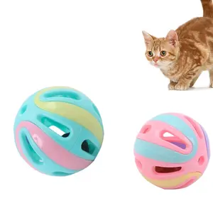 2023 New Products Interactive Colorful Stitching Bell Plastic Ball Large 8 cm Cat Toys Cat Bell Pet Toys