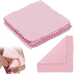 custom pink suede soft microfiber silver jewelry cleansing cloth with polish