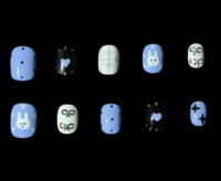 Ongles à presser mignons en forme de lapin, nœud et cœur, faits à la main et peints à la main, écologiques, réutilisables, application facile, à coller