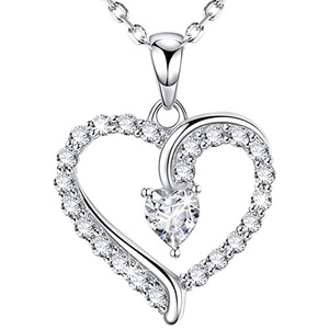 Collana con Ciondolo a Cuore per Donna con Accento in Pietra Gioielli Classici alla Moda - Product Image 1