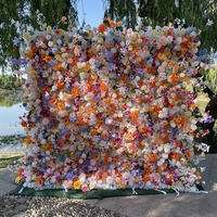 Anpassbare Seidenblumen-Vorhang-Kulisse Künstliche Aufrollbare Blumenwand-Dekoration für Hochzeit Event Party