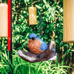 Statue artisanale en résine personnalisée, motif petit oiseau bleu mignon, peinte à la main, pour décoration extérieure de jardin - Product Image 4