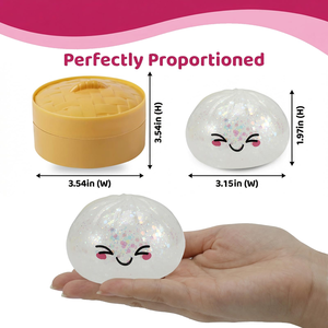 Jouets Squishy en forme de boulette blancs pailletés, Boîte mystère de jouets Squishy en forme de boulette, Jouet sensoriel anti-stress à presser - Product Image 2