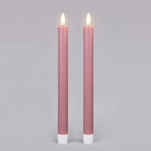 Set Of 2 Valentines Indoor Plastic <strong>pink</strong> Taper Battery Operated Flameless Led <strong>Candles</strong> With Remote Control - Product Image 1