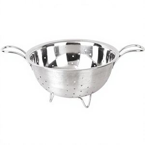 Stainless Steel Colander With Dual Handles And <b>Stand</b> Durable Kitchen Strainer For <b>Vegetables</b> And Pasta - Product Image 1