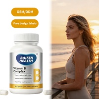 Capsules de Vitamine B Complexe à Marque Blanche OEM/ODM, Source Végétale Naturelle, Sans Gluten, Stimule l'Efficacité Métabolique, Stabilise les Adolescents