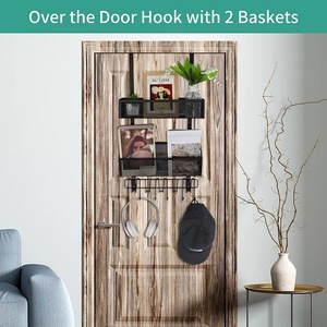 WEKIS Giá Treo Giỏ Áo Khoác Bằng Thép Không Gỉ Màu Đen Nhà Bếp Phòng Tắm 3 Tầng Giá Treo Trên Cửa Phòng Đựng Thức Ăn Móc Giá Sắp Xếp - Product Image 3