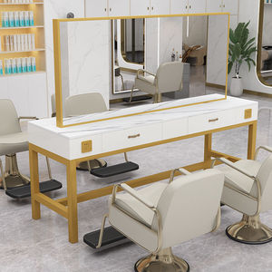 Station de maquillage avec miroir de salon et armoire de rangement, miroir simple ou double face pour salon de coiffure et domicile - Product Image 3
