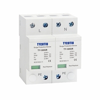 Parafoudre TYCOTIU TY-50GR 4P pour système d'alimentation, protection contre la foudre IP20, parafoudre industriel à étincelle T1 Type 1 Classe B