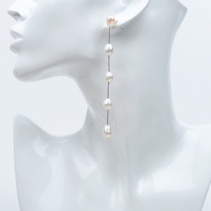 Donne reale di <span class=keywords><strong>acqua</strong></span> <span class=keywords><strong>dolce</strong></span> 7 millimetri perla barocca naturale 925 catena in argento cina lungo orecchino - Product Image 3