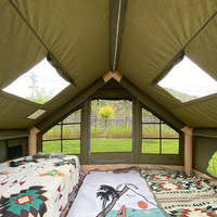 Tente de camping gonflable personnalisable avec logo, en tissu Oxford vert, double porte en U, pour 3-4 personnes, imperméable, robuste, surface de 6,3 m², OEM ODM
