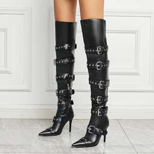 European American style <b>sexy</b> fashion party club style boot zipper pointed tip over the knee long <b>tube</b> height boot winter autumn - Product Image 1