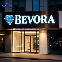 Enseigne 3D LED en acrylique personnalisée rétroéclairée, transformateur, canal en acier inoxydable, identification métallique pour façade de magasin commercial