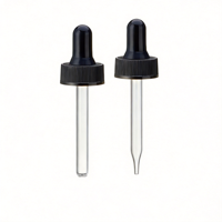 Bouchon côtelé noir 22/400 en aluminium-plastique avec pipette compte-gouttes à pointe plate conique anti-débordement et anti-poussière pour flacons d'huiles essentielles