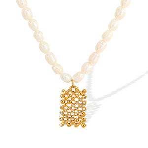 สร้อยคอไข่มุกเทียมทรงเรขาคณิต ประดับทองคำ งานปาร์ตี้ แฟชั่น จี้ห้อยคอ - Product Image 5