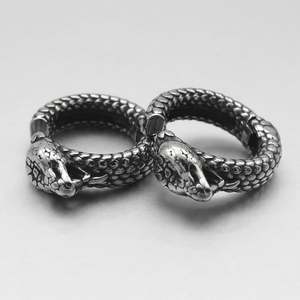 ต่างหูแบบหนีบสำหรับผู้ชาย ทำจากสแตนเลส 316L กันน้ำ ป้องกันอาการแพ้ รูปทรงหัวงูแบบมีบานพับ ไม่ต้องเจาะหู สไตล์พังก์ กอธิค - Product Image 2