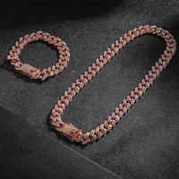 NL2023 Parure de bijoux européenne de haute qualité pour homme Chaîne à maillons cubains et ensemble de bracelets Hip Hop avec cristal glacé pour cadeau
