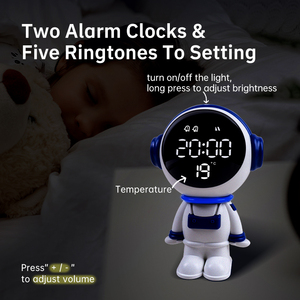 Horloge numérique en matériau ABS avec mini veilleuses alarme de chevet et indicateur de température pour la décoration intérieure des enfants - Product Image 4