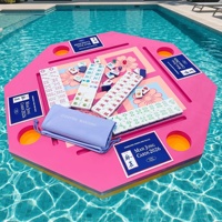Expédition immédiate ZUJU Ensemble de Mahjong flottant de luxe moderne, Tapis pliable en EVA, 160 tuiles, 4 cartes de règles, Sac de rangement en filet, 4 dés transparents