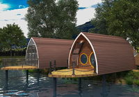 Maison flottante en structure acier, forme arche, préfabriquée, design moderne et compact, certifiée CE, villas résidentielles de luxe durables