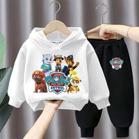 Nouvel Ensemble Décontracté Deux Pièces pour Garçons, Survêtement en Coton à Capuche avec Haut Imprimé Dessin Animé Style Étranger, Tailles Enfants