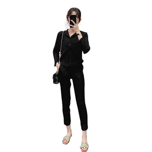 Solid Button Plissee Revers Langarm Cardigan Top Einfache Büro Pendler Arbeits kleidung Casual Damen hemd - Product Image 5